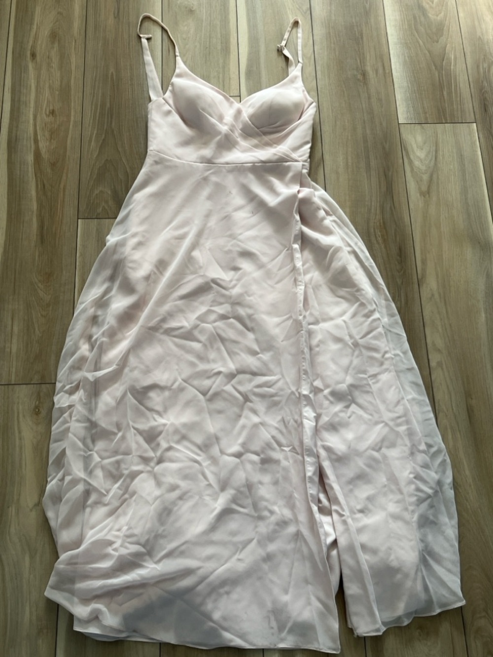 Azazie Blushing Pink A-Line Pleated Mesh Dress